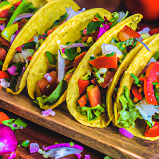 Colorful and vibrant vegetarian tacos with a variety of fresh ingredients